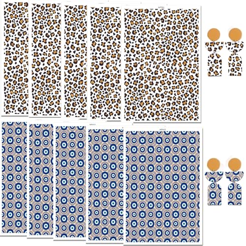 Ton-Transferpapier für Ohrringe, Schmuck, Leopard und abstrakte Kreise, 2 Designs, Polymer-Ton, Transferpapier für Ton-Ohrringe, Schmuckherstellung, 10 Stück Ton-Transferpapier für Ohrringe, Schmuck, Leopard und abstrakte Kreise, 2 Designs, Polymer-Ton, Transferpapier für Ton-Ohrringe, Schmuckherstellung, 10 Stück von CYFUN DESIGN