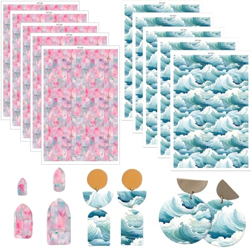 Ton-Transferpapier für Ohrringe, Schmuck, abstrakte Mosaikblöcke, Wolkenform, 2 Designs, Polymer-Ton, Transferpapier, Wasserlösung, Transferpapier für Ton, Ohrringe, Schmuckherstellung, 10 Stück Ton-Transferpapier für Ohrringe, Schmuck, abstrakte Mosaikblöcke, Wolkenform, 2 Designs, Polymer-Ton, Transferpapier, Wasserlösung, Transferpapier für Ton, Ohrringe, Schmuckherstellung, 10 Stück von CYFUN DESIGN