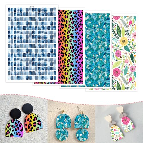 Transferpapier mit Leopardenmuster, für Polymerton, 4 Design-Wassertransferblätter für Polymerton, kleine Suqares, Polymer-Ton, Transferpapier für Bastelarbeiten, Kunst, Schmuck, Ohrringe, 14 x 8 cm Transferpapier mit Leopardenmuster, für Polymerton, 4 Design-Wassertransferblätter für Polymerton, kleine Suqares, Polymer-Ton, Transferpapier für Bastelarbeiten, Kunst, Schmuck, Ohrringe, 14 x 8 cm von CYFUN DESIGN