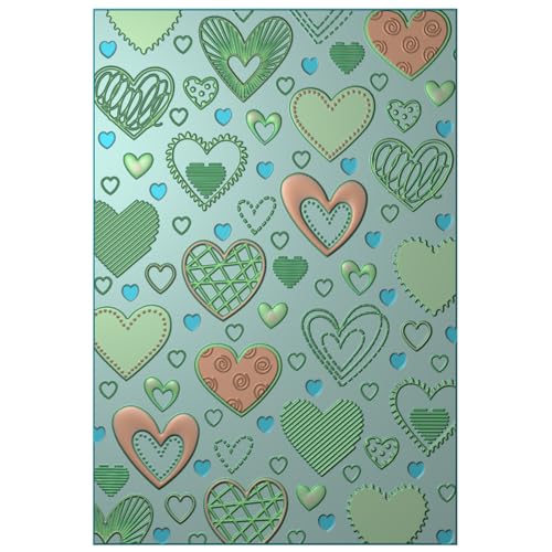 Valentinstag Herzen 3D Prägeschablone für Kartenherstellung DIY Scrapbooking Herz Hintergrund Prägeschablone Kunststoff Vorlage Ordner für Papierbasteln Kunst Handwerk Valentinstag Scrapbook Album von CYFUN DESIGN