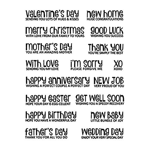 Valentinstag Sending Love XO Good Luck Merry Christmas New Job Grußworte Transparent Silikon Durable DIY Clear Stempel für Kartenherstellung und Scrapbooking Handmade Craft Fotoalbum Decor von CYFUN DESIGN