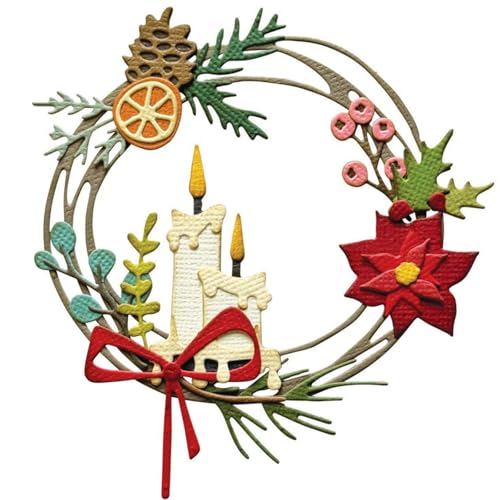 Weihnachtskranz-Stanzformen für Kartenherstellung, Scrapbooking, Weihnachtsblätter, Kerzen, Weihnachtsgirlande, Weihnachtsstern, Metall-Stanzformen für Papierbasteln, Handarbeit, Kunsthandwerk, von CYFUN DESIGN