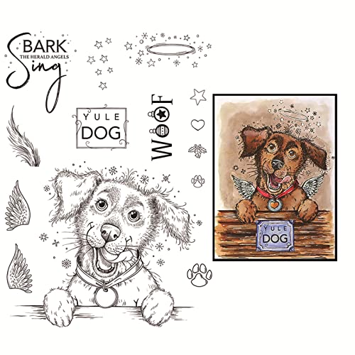 Welpen Hunde Stempel für Kartenherstellung niedliche Tiere Hund glitzernd Sterne transparent Silikon-Siegel Stempel für DIY Scrapbooking Papier Basteln Handarbeiten Scrapbooking Zubehör Scrapbooking von CYFUN DESIGN