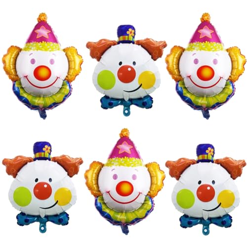 Zirkus Folienballon 6pcs Karneval Party Luftballons Dekorationen Zirkus Clown Luftballons Set Clown Folienballon niedlichen Luftballons für Zirkus Karneval Urlaub Party Dekoration Lieferungen von CYGMRFH