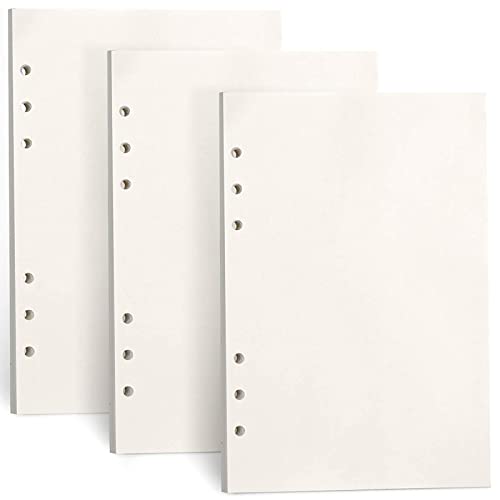 CYH 3 Packungen A5 Blanko Nachfüllpapier, 135 Blätter A5 Papier Blanko Ringbucheinlagen, 6 Löcher Nachfülleinlagen Notizpapier A5 Refill Paper für Filofax A5, Ringbücher, Notizen, Skizze, Einsätze von CYH