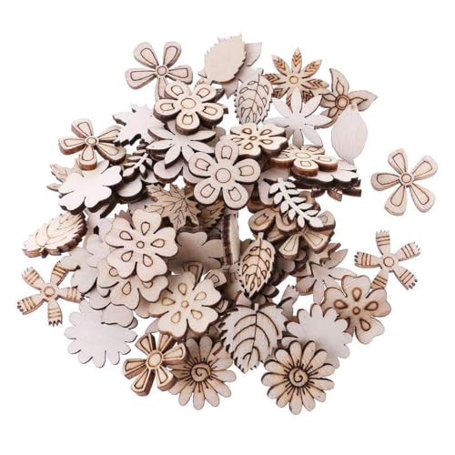 100 Stück/Set Blumenblätter Holzscheiben Set Rustikaler Holzausschnitt Bastelbedarf Für Weihnachtsbaum Hochzeitsfeier Dekoration von CYILPR