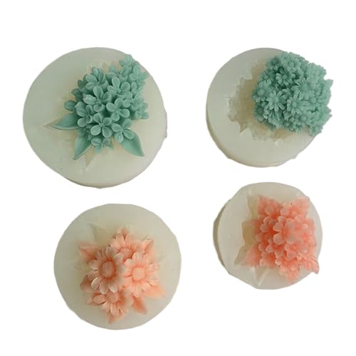 4 Stück 3D Blumen Silikon Kerzenformen Für Epoxidharz Blumenform Fondant Silikonformen Zement Gips Silikonformen von CYILPR