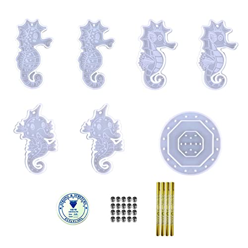 CYILPR Formen, 1 Set Hippocampus-Windspiel-Anhänger, Kleberform, Schlüsselanhänger, Ornamente, Wandbehang, dekorative Silikonform von CYILPR