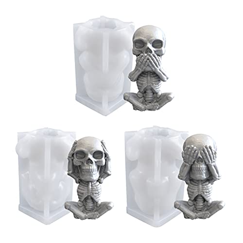 CYILPR Kerzenformen, 3D-Totenkopf-Kerzen, Epoxidharz, Halloween-Skelett-Modellierung, Silikonform von CYILPR