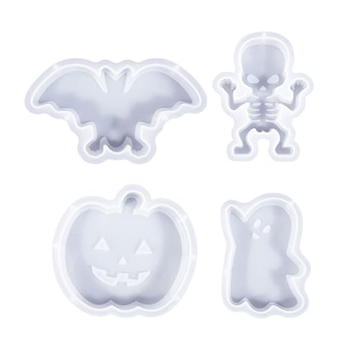 CYILPR Kerzenformen, 4 Stück/Set, Halloween-Kerzenformen, Ornamentformen, Kürbisse, Silikonform, Fledermäuse, Gipsformen, handgefertigte Epoxidharz-Formen von CYILPR