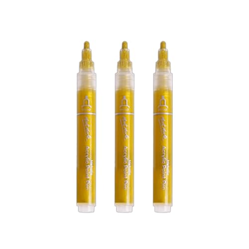 CYILPR Marker Textmarker, Acrylfarben Stifte Set, Gold/Silber/Weiß Wasserfest Permanent Marker zum Malen auf Holz, Metall, Steinen, Leinwand, Stoff von CYILPR