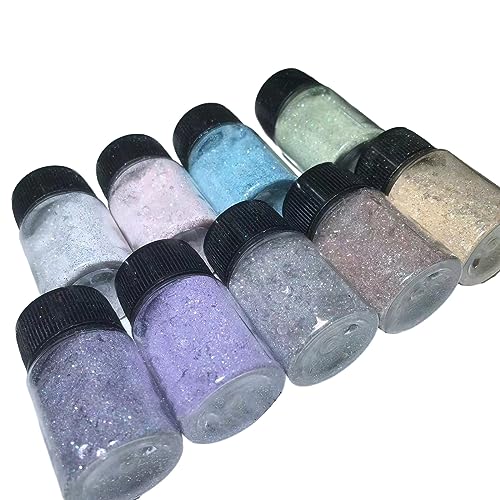 CYILPR Perlglanz-Pulver, 9-farbiges Glitzerpulver-Set, Sterne, Mond, Nagelglitzerflocken, funkelnd, holografisches Glitzerpulver zum Malen und Dekorieren von CYILPR