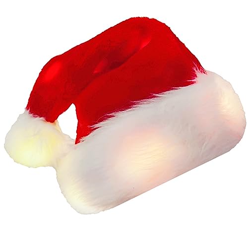 CYILPR Weihnachten Plüsch Nikolausmütze Unisex Bequem LED Leuchtende Erwachsene & Kinder Weihnachtsmütze für Karneval Urlaub Party von CYILPR