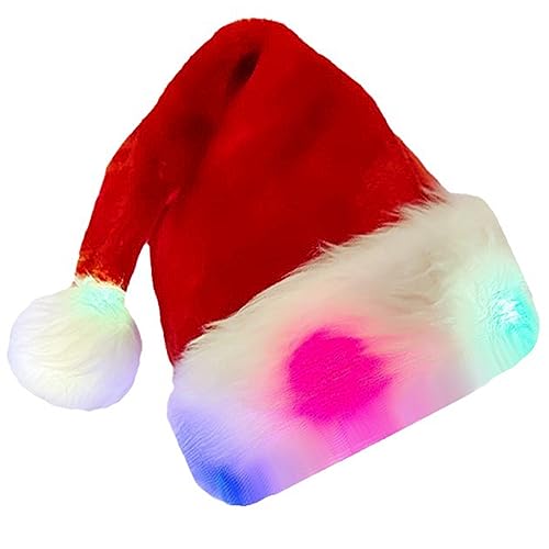 CYILPR Weihnachten Plüsch Nikolausmütze Unisex Bequem LED Leuchtende Erwachsene & Kinder Weihnachtsmütze für Karneval Urlaub Party von CYILPR