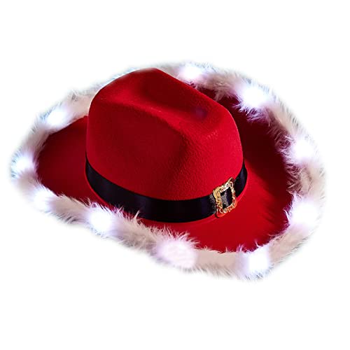 CYILPR Weihnachtsmütze Damen Herren Filzhüte Party Pailletten Weihnachten Top Motorhaube Herren Cosplay LED Licht Hut von CYILPR