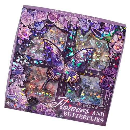 Schmetterlings Und Blumenaufkleber PET Zum Dekorieren Von Notizbüchern Scrapbooking Journaling Wasserfest Für Bastelprojekte 100 Blatt von CYILPR