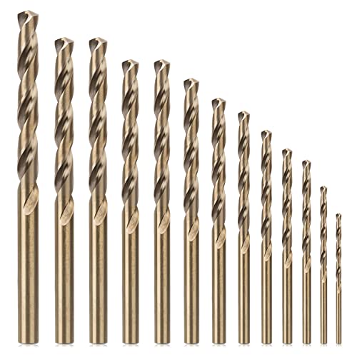 CYLBAQ 13 Stück Metallbohrer Set M35 HSS Cobalt Bohrer Kobalt Jobber Bohrer Set, 1.5-6.5mm Holzbohrer Satz Schlangenbohrer Spiralbohrer zum Bohren auf Edelstahl, Harte Stähle, Metall von CYLBAQ