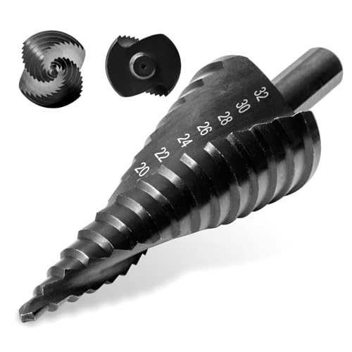 Stufenbohrer für Metall, Kegelbohrer Ø 4-32mm, Stufenbohrer aus Kobaltstahl, Schälbohrer mit 10mm Schaft für jedes Bohrfutter, 15 Stufen Lochbohrer, Blechbohrer Step Drill Bit von CYLBAQ