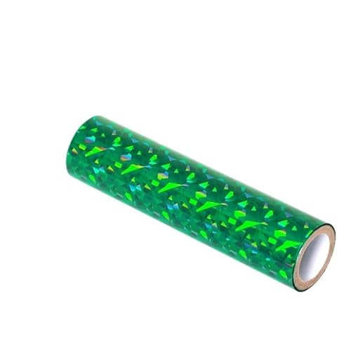 CYMMIYT Heißprägefolie 3 Meter x 1 Rolle, weiße Farbe, wärmeaktivierte Folie, Heißfolienrollen, Heißprägefolienpapier, holografische Wärmeübertragung, DIY-Handwerk(Green Diamond) von CYMMIYT