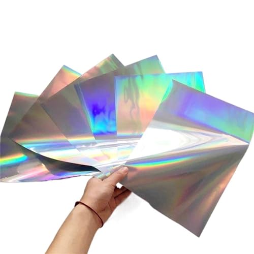 CYMMIYT Heißprägefolie A4 50 Blatt eloxiertes AluminiumGold Heißlaminator-Bastelpapier, einfach zu verwenden, kann auf Papiermineralien verwendet Werden(Silver Holographic) von CYMMIYT