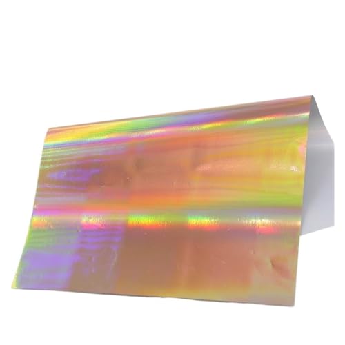 CYMMIYT Heißprägefolie Wärmefolie Laser Gold Heißprägefolie Papier Holografische Transferlaminierungsfolie Holografisches Laminat Kunsthandwerk Kartenfarbe(Laser Gold 50pcs) von CYMMIYT