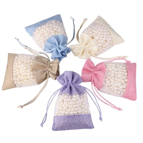 CYMMIYT Jutesäckchen 5/10 stücke Kordelzug Organza Beutel Natürliche Sackleinen Beutel Kombination Flachs Schmuck Verpackung Hochzeit Party Süßigkeiten Taschen(Mix,10X14CM_10PCS) von CYMMIYT