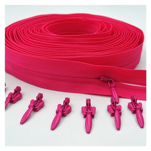 CYMMIYT Reißverschluss 3# 5/10/20 Meter mit 10/20/30 Schieber unsichtbarer Nylon-Reißverschluss for Kleidung, Handtaschen, 20 Farben universal(Rose red,20 Meters 30 Slider_3#) von CYMMIYT