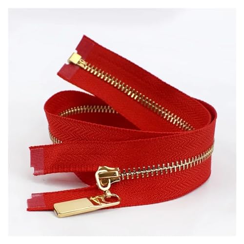 CYMMIYT Reißverschluss 3Pcs 3# Metall Reißverschlüsse 40/50/60/70cm Offene Auto Lock Zipper for Taschen Tasche Kleidung Zip Reparatur Kit DIY Nähen Zubehör universal(AP392-RedGold,50CM_NO3-3PCS) von CYMMIYT