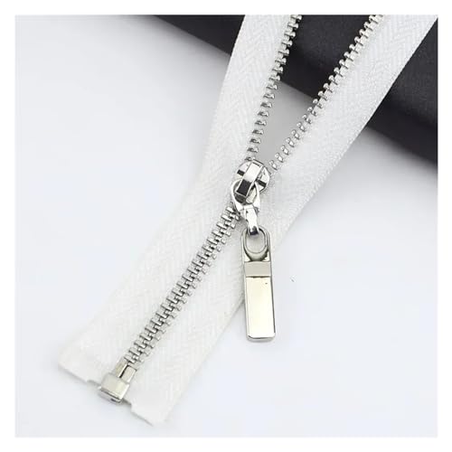 CYMMIYT Reißverschluss 3Pcs 3# Metall Reißverschlüsse 40/50/60/70cm Offene Auto Lock Zipper for Taschen Tasche Kleidung Zip Reparatur Kit DIY Nähen Zubehör universal(AP392-WhiteSilver,40CM_NO3-3PCS) von CYMMIYT