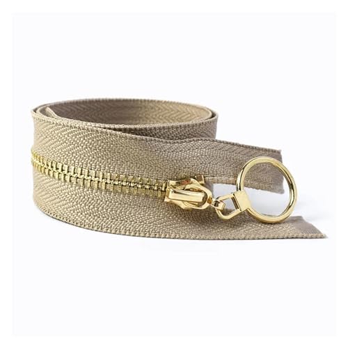 CYMMIYT Reißverschluss 3Pcs 3# Metall Reißverschlüsse 40/50/60/70cm Offene Auto Lock Zipper for Taschen Tasche Kleidung Zip Reparatur Kit DIY Nähen Zubehör universal(ZA045-KhakiGold,40CM_NO3-3PCS) von CYMMIYT