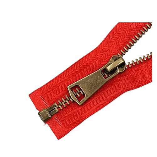 CYMMIYT Reißverschluss 5# Bunte Open-End Auto Lock Kupfer Metall Reißverschluss DIY Handwerk for Kleidung Tasche Kleidungsstück Nähen Schuhe Taschen universal(Red,70cm) von CYMMIYT