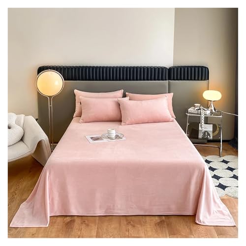 CYMMIYT Samtbettlaken Flaches Laken aus einfarbigem Samtstoff for den Winter, warmes Bettlaken for Einzelbett, Doppelbett, Queen-Size-Größe, weiches, bequemes Bettlaken(Ou Fen,Only Pillowcases 2pc) von CYMMIYT