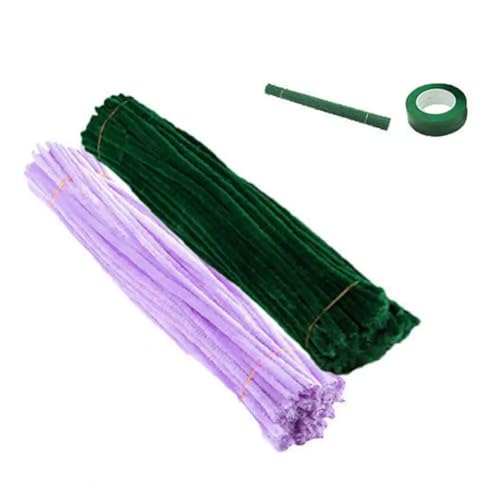 Pfeifenreiniger Chenilledraht 1 Set Pfeifenreiniger for Basteln, flexibler, biegsamer Draht, bunte Chenille-Stiele, DIY-Tulpen-Blumenstrauß-Herstellungsset, Kinder-Mädchen-DIY-Blumenkunst(Purple) von CYNOSKY