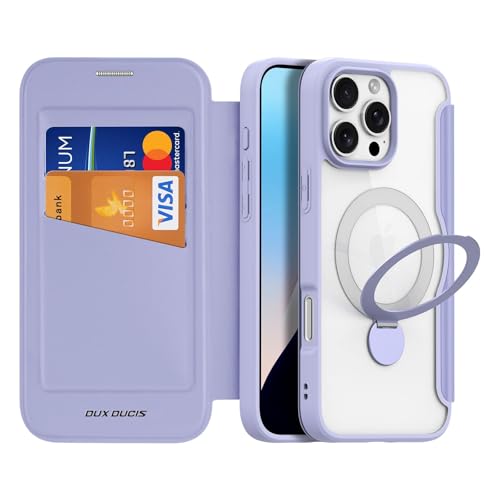 CYPOSLDN Hülle Für iPhone 16/16 Pro/16 Plus/16 Pro Max, Stoßfeste TPU-Innenschale, Klapphülle Aus PU-Leder Mit Kartenhaltern Mit Magnetverschluss, MagSafe-kompatibel,16 Pro Max,Purple von CYPOSLDN