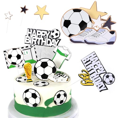 12 Stück Tortendeko Fussball,Tortenaufleger Fussball Deko Kinder Torte Kuchendeko Fussball Geburtstag Fußball Geschenke für Fussball Party Torten Deko Fussball deko Geburtstag Kinder von CYQACLSF