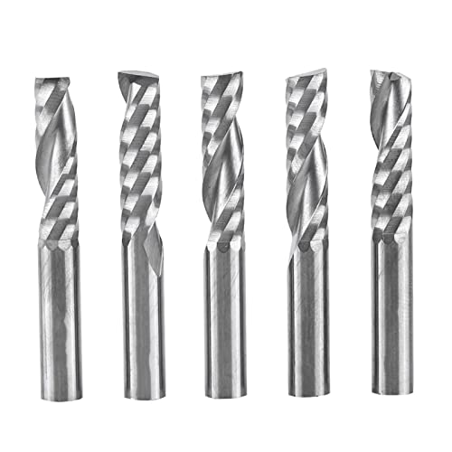 CYSFETENA 5er Set 6mm Schaft Hartmetall Single Flute Schaftfräser CNC Fräser,Präzise Gravierfräser für Acryl PVC MDF Dichteplatte,Ideal für CNC Fräsen von Holz Kunststoff Aluminium von CYSFETENA