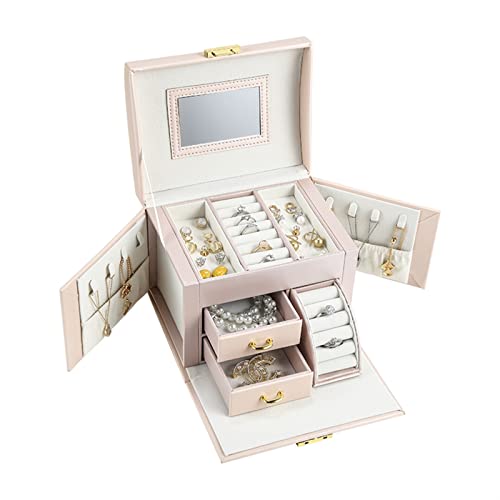 CYYHGD Aufbewahrungsbox, Schmuck-Organizer, große Schmuckschatulle, Organizer, PU-Leder, Schublade, Schmuckschatullen, Samt, Aufbewahrungskoffer für Ohrringe, Ringe, Halsketten, Schmuck von CYYHGD