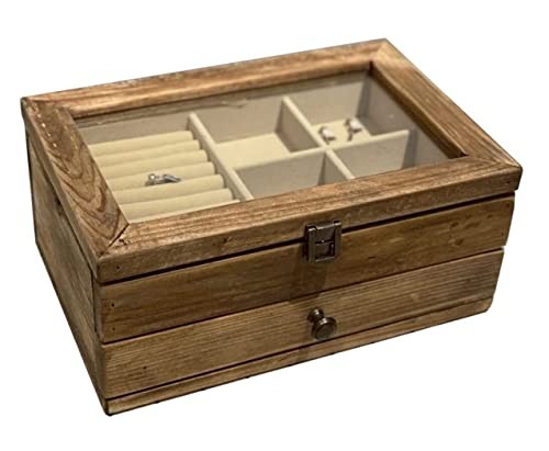 CYYHGD Kosmetik Aufbewahrungsbox Schmuckschatulle Aufbewahrungsbox Schmuckaufbewahrung Schmuckschatulle Massivholz Retro Altholz Schmuck Aufbewahrungsbox von CYYHGD