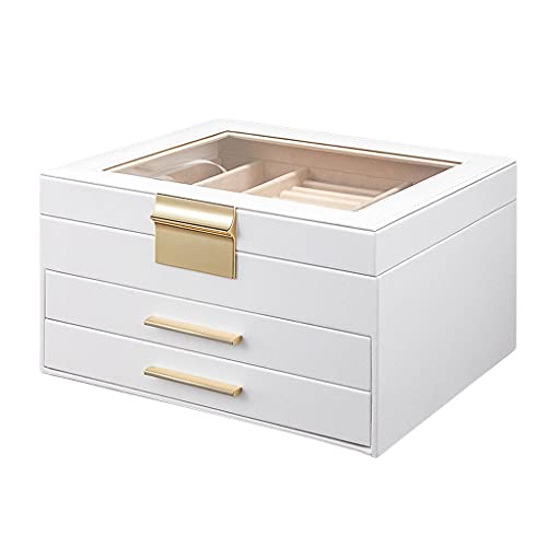 CYYHGD Schmuck-Organizer-Box, mehrschichtige Schmuckschatulle mit großem Fassungsvermögen, leichte, luxuriöse High-End-Schmuckaufbewahrungsbox mit Schublade für Frauen und Mädchen, lux von CYYHGD