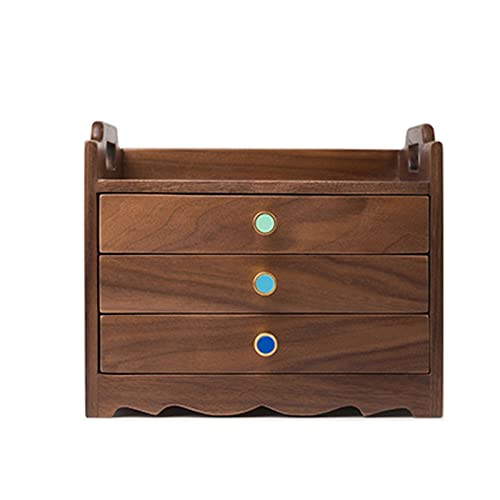 CYYHGD Schmuckkästchen, Schmuckschatulle aus Holz für Damen, Organizer-Box aus Massivholz mit 3 Schubladen für Schmuck, Uhren, Halsketten, Ringe, Aufbewahrungsbox, Schmuckaufbewahrungs von CYYHGD