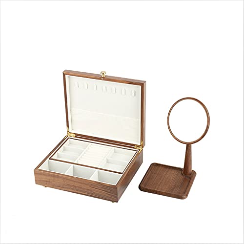 CYYHGD Schmuckkästchen-Organizer, luxuriöser Holz-Schmuckkästchen-Organizer, 2-lagiger Schmuck-Aufbewahrungskoffer, Geschenkschatulle, Ohrringe, Ringe, Halskette, Schmuckschatullen, Sc von CYYHGD