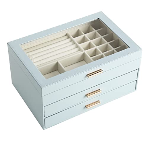 CYYHGD Schmuckschatulle, Schmuckaufbewahrungsbox, PU-Leder, Schmuck-/Uhrenaufbewahrungsbox, Ohrring-/Ohrstecker-/Ring-/Halsketten-Organizer, Schmuck-Organizer von CYYHGD