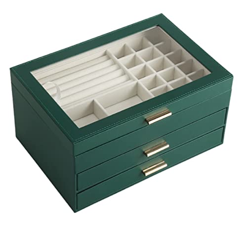 CYYHGD Schmuckschatulle, Schmuckaufbewahrungsbox, PU-Leder, Schmuck-/Uhrenaufbewahrungsbox, Ohrring-/Ohrstecker-/Ring-/Halsketten-Organizer, Schmuck-Organizer von CYYHGD