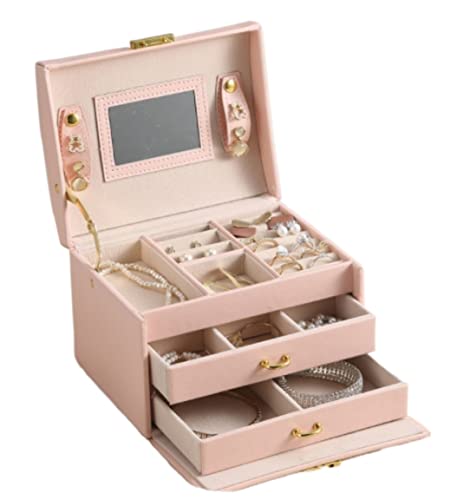 CYYHGD Schmuckschatulle Schmuckschatulle Schmuckaufbewahrungsbox mit großem Fassungsvermögen Clead Schmuckaufbewahrungsbox Ohrringe Halskette Armband Schmuck-Organizer von CYYHGD