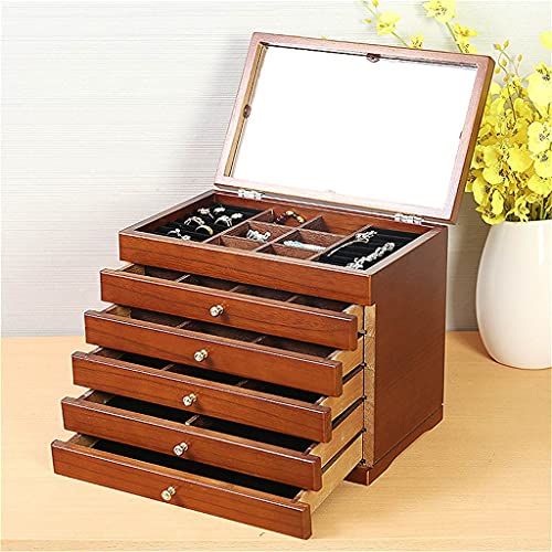 CYYHGD Schmuckschatulle aus Holz, Schmuck-Display, Schatulle, Ohrringe, Ringboxen, Schmuck-Organizer, Geschenkbox, Braun von CYYHGD