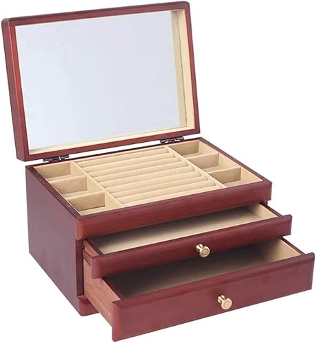 CYYHGD Schmuckschatulle aus Massivholz, Schmuckschatulle, hochwertige Aufbewahrungsbox aus Holz, Schmucketui, Schmuck-Organizer von CYYHGD