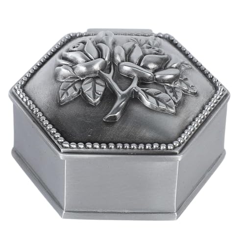 CYYHGD Schmuckschatulle im Vintage-Stil mit 3D-Rosenprägung, Mini-Schmucketui, Schmuck-Organizer-Box im europäischen Stil, einzigartige Ringschatulle (B) von CYYHGD