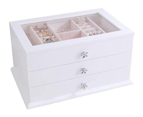 CYYHGD Schmuckschatullen Schmuckschatulle 3-lagige Schmuckschatulle Flanell Schmuckaufbewahrungsbox Halskette Ohrringe Ringe Armbänder Display Für Frauen Schmuckhalter Schmuckzubehör von CYYHGD