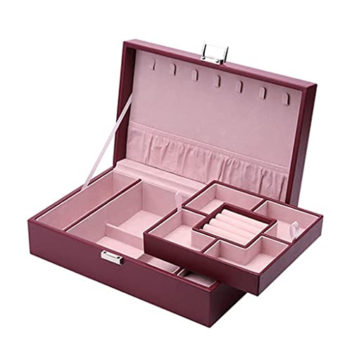 CYYHGD Schmuckschatullen Schmuckschatulle mit großem Fassungsvermögen, Schmuckschatulle mit abnehmbarem Tablett, Aufbewahrungsbox für Schmuck, Goldringe, Halsketten, Ohrringe. Groß 2-La von CYYHGD