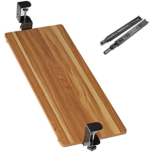 CYYHGD Tastaturablage aus Holz unter dem Schreibtisch, zum Anklemmen, ergonomische, verschiebbare Tastaturplattform für Tastatur und Maus, verstellbare, verschiebbare Schreibtischablage von CYYHGD